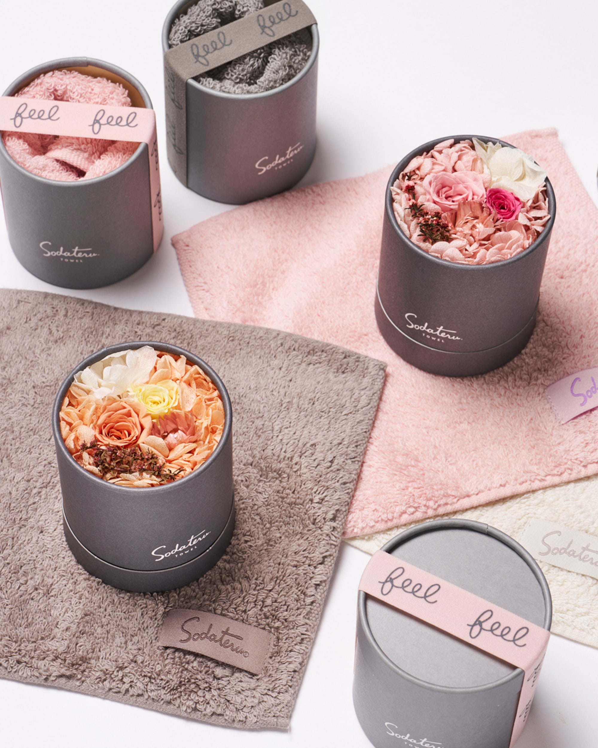 feel DECOR Ｓ プチハンドタオル＋プリザーブドフラワーのイメージ写真